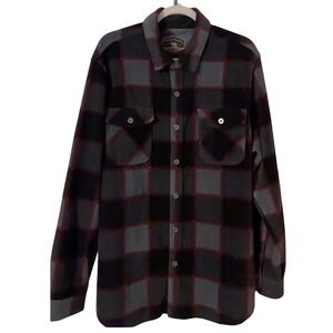 Freedom Foundry Mens Plaid Flannel Shirt Long Sleeve Button Up Gray Burgundy XL